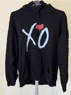 Black Zip-Up Hoodie with XO Heart Graphic